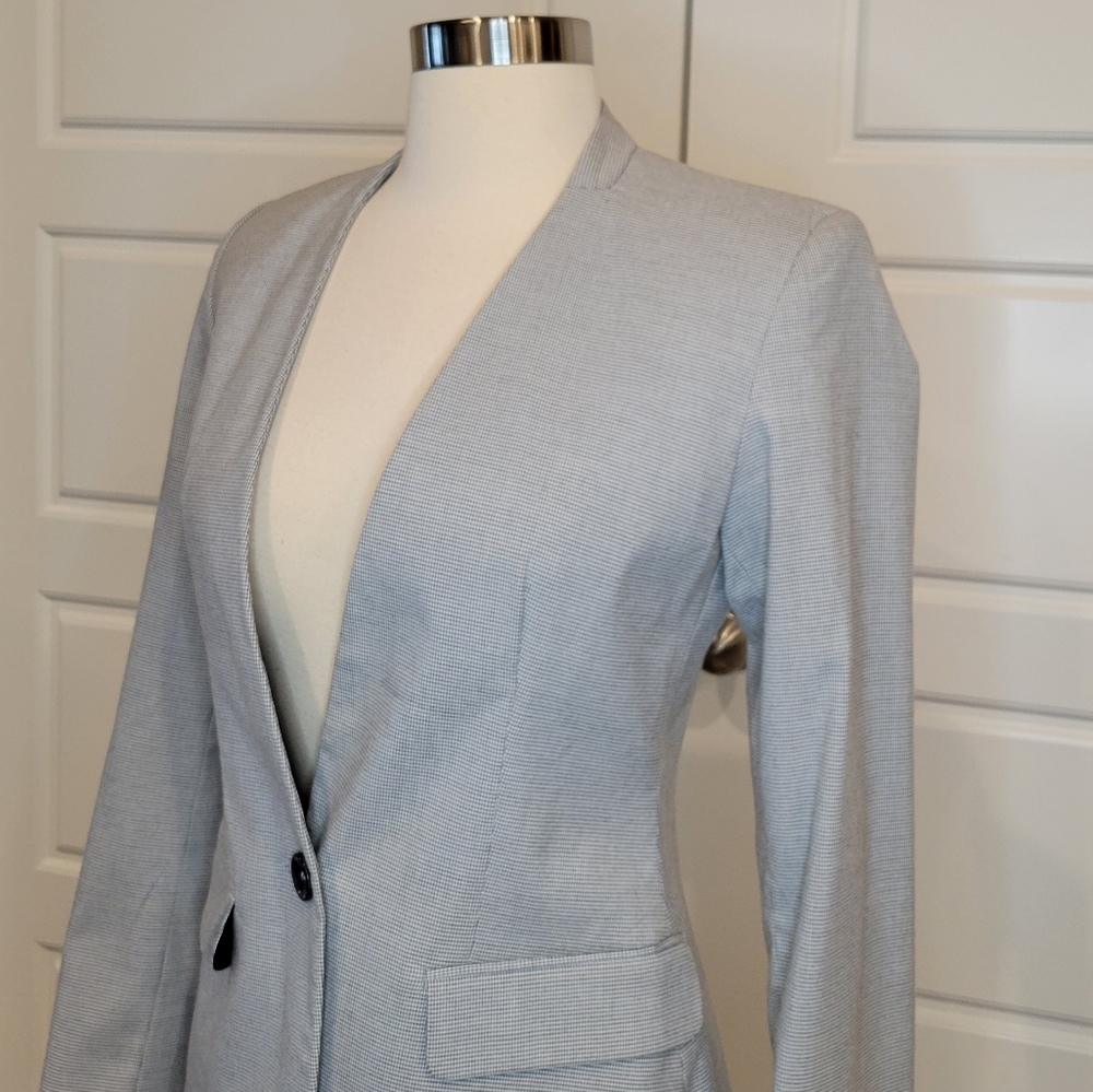 Zara Basic Collection Gray Houndstooth Blazer Siz… - image 7